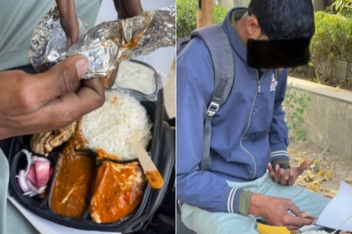 Zomato delivery boy eating customer food